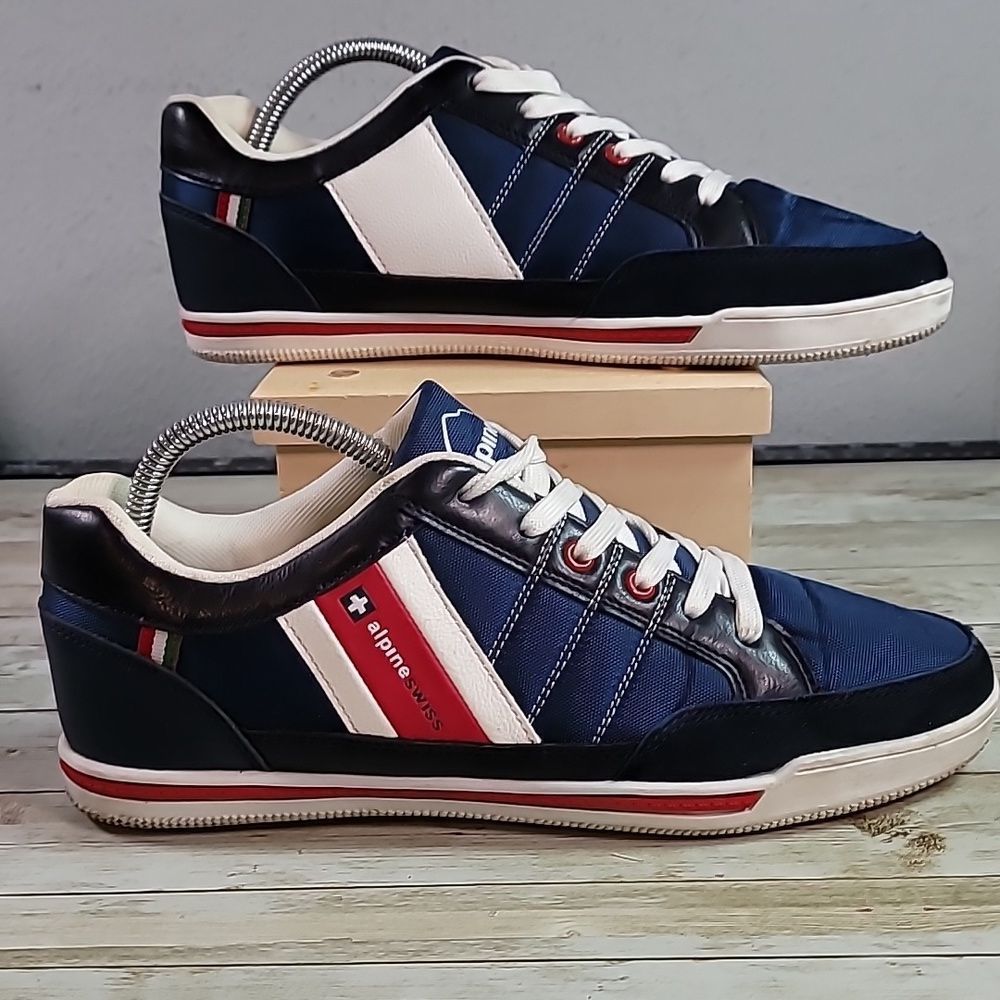 Men's‎ Alpine Swiss Shoe Stefan Style Size 7 Blue Red & White Sneakers